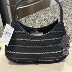 Coach Black and Gold Zippered Shoulder Bag